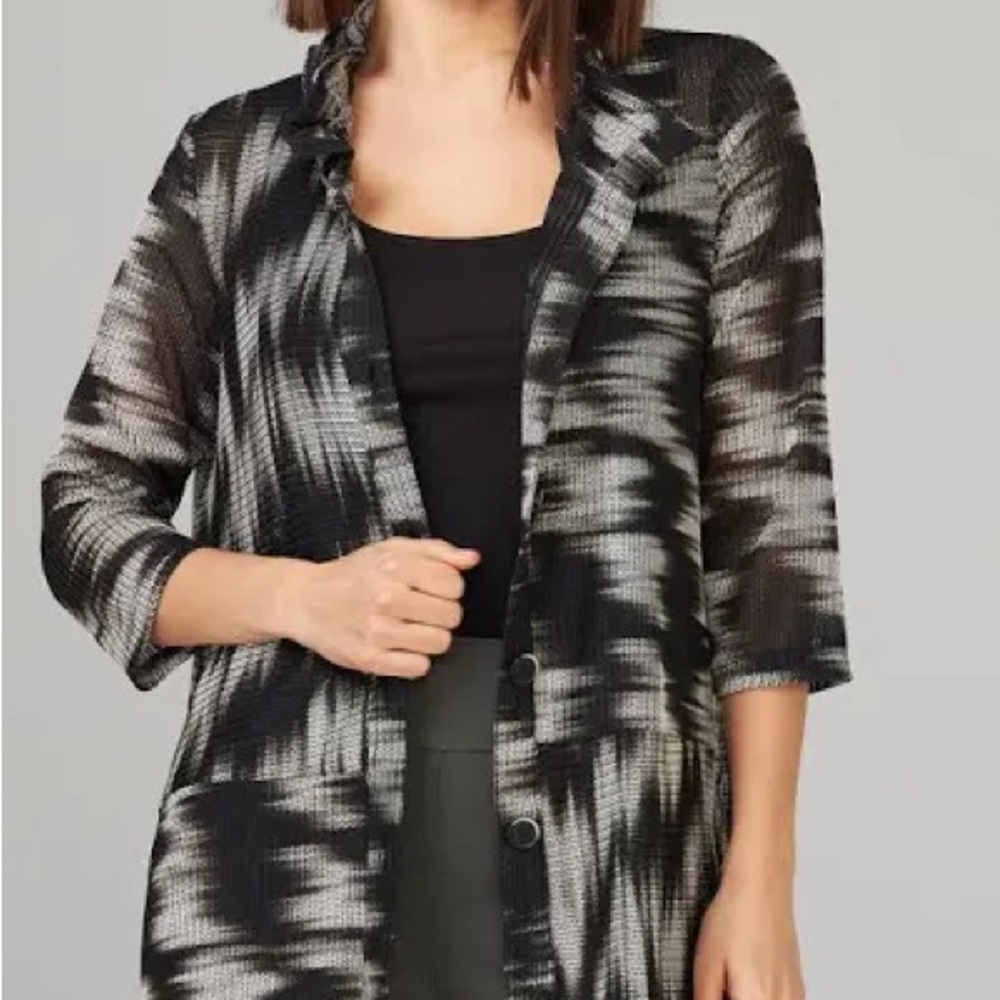 Joseph Ribkoff Mesh Black/Beige semi sheer Jacket Style 202064 size‎ 4